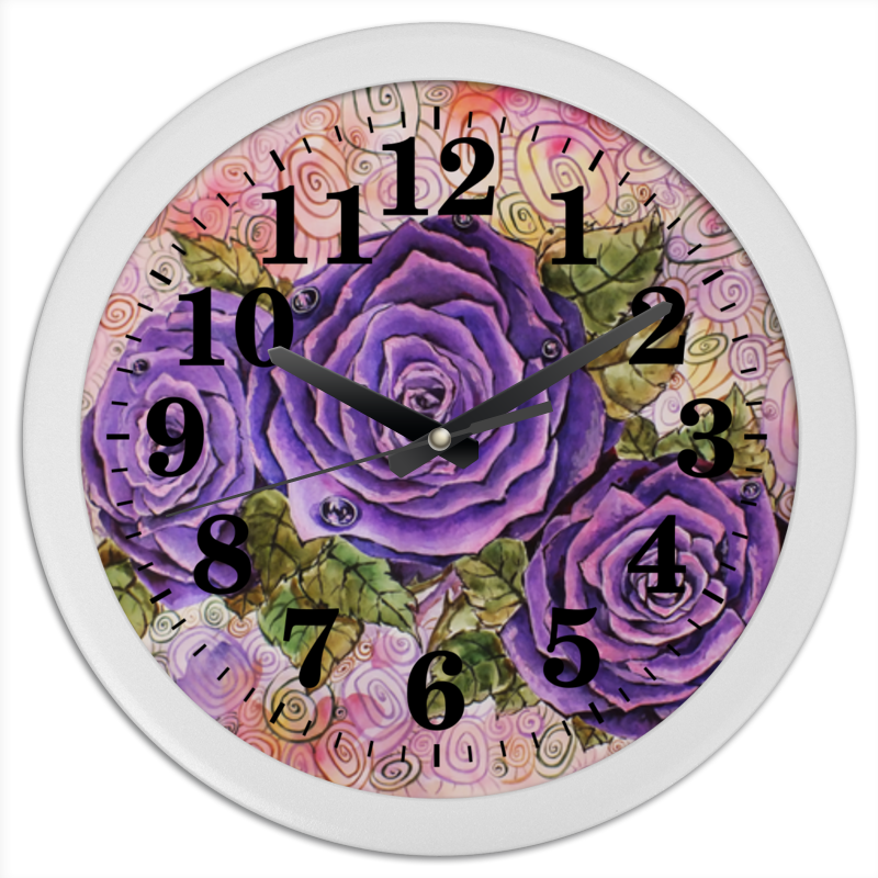 Часы круглые из пластика Printio Сиреневые розы