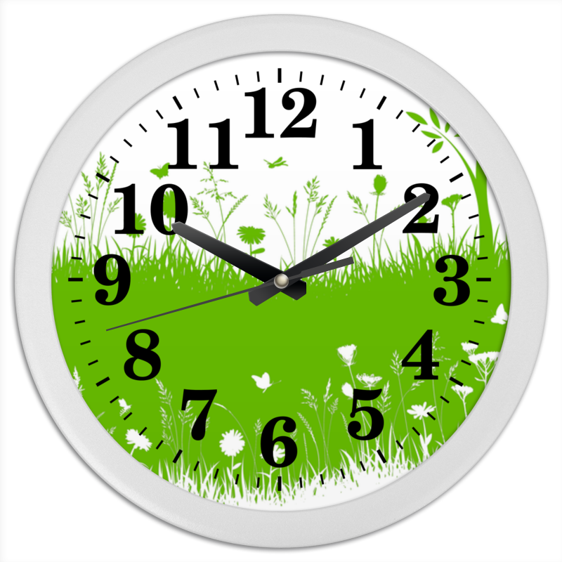 Часы круглые из пластика Printio Летняя трава