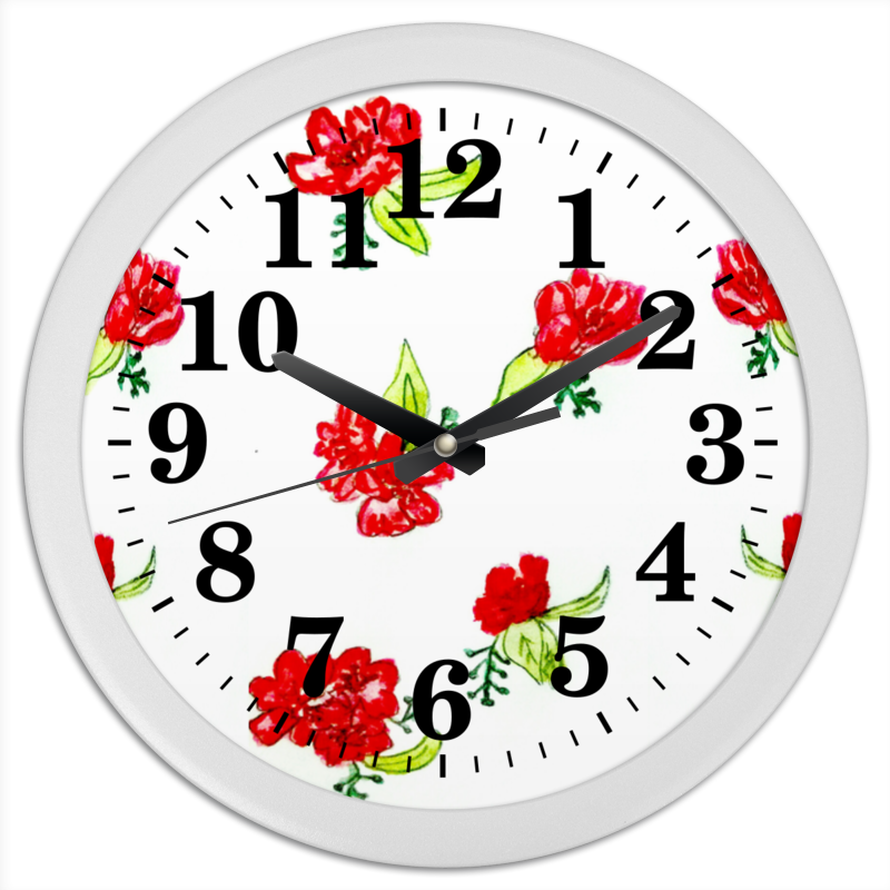 Часы круглые из пластика Printio Часы красные цветы