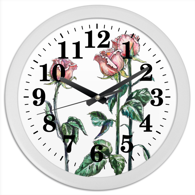 Часы круглые из пластика Printio Розы розовые