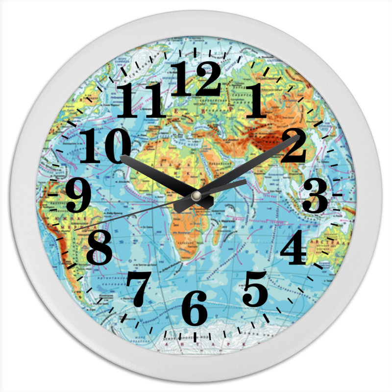 Часы круглые из пластика Printio Карта мира