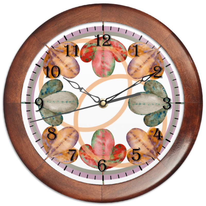 Часы круглые из дерева Printio Осенний лиственный узор.