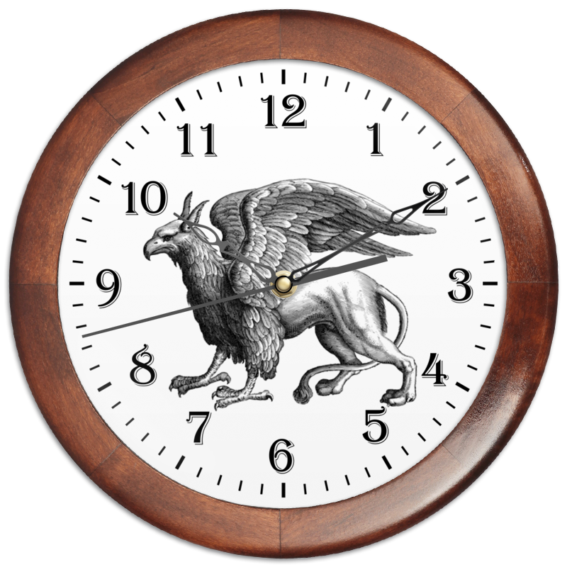 Часы круглые из дерева Printio Мистическое животное грифон