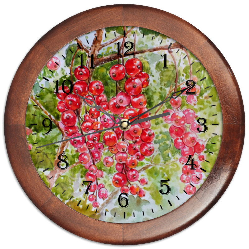 Часы круглые из дерева Printio Красная смородина