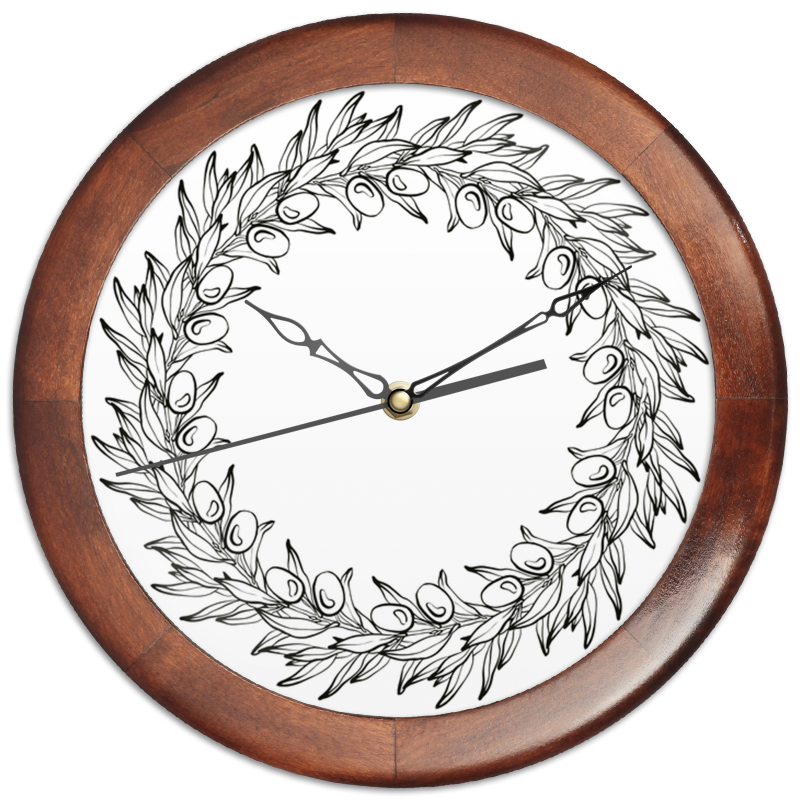 Часы круглые из дерева Printio Оливковый венок
