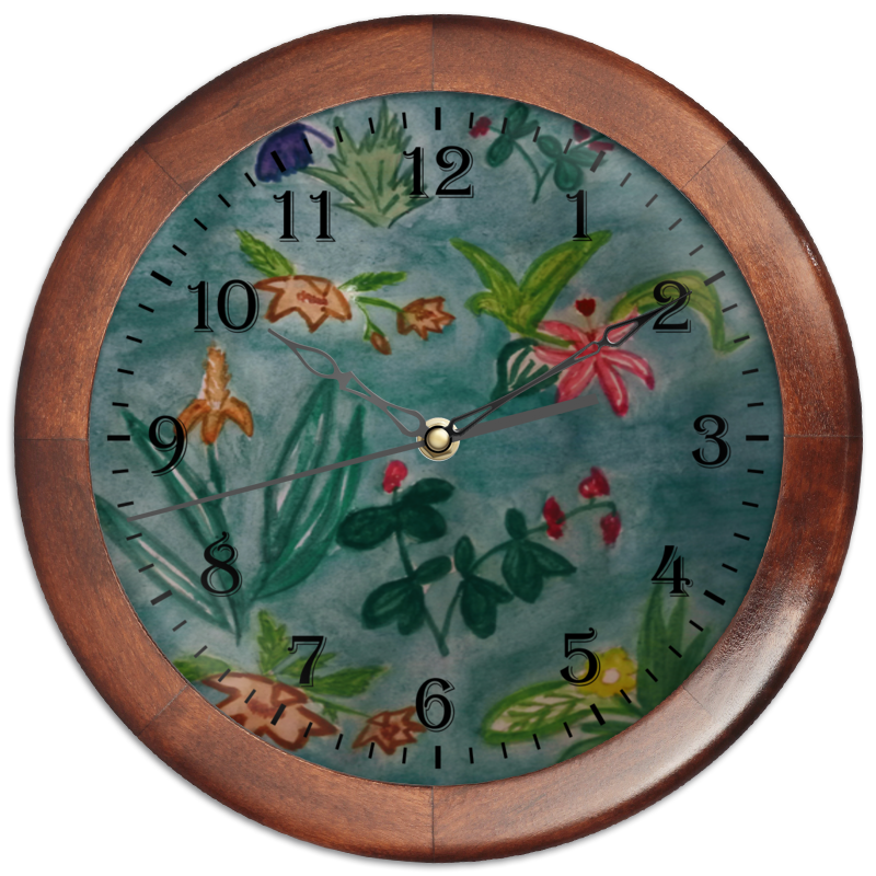 Часы круглые из дерева Printio Ботаника