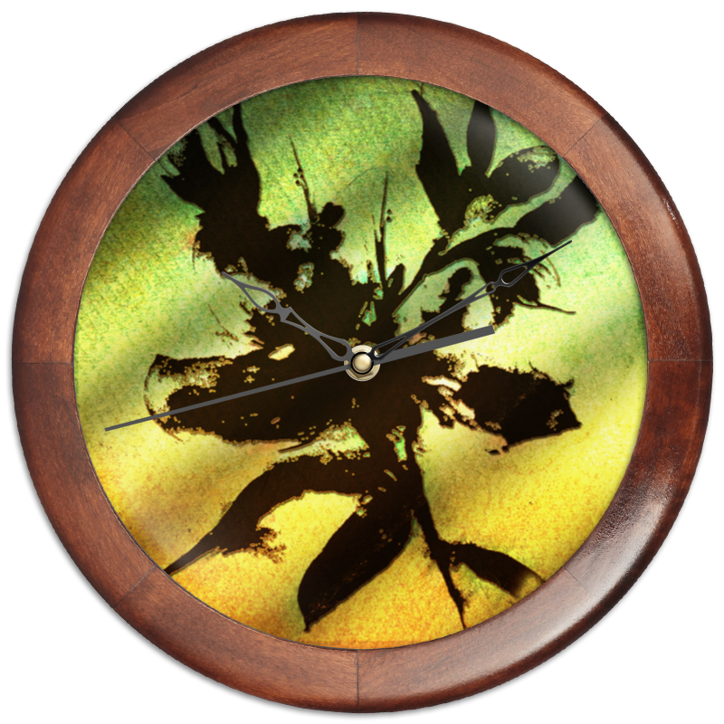 Часы круглые из дерева Printio Цветок. силуэт