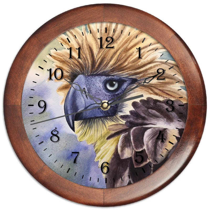 Часы круглые из дерева Printio Филиппинский орел