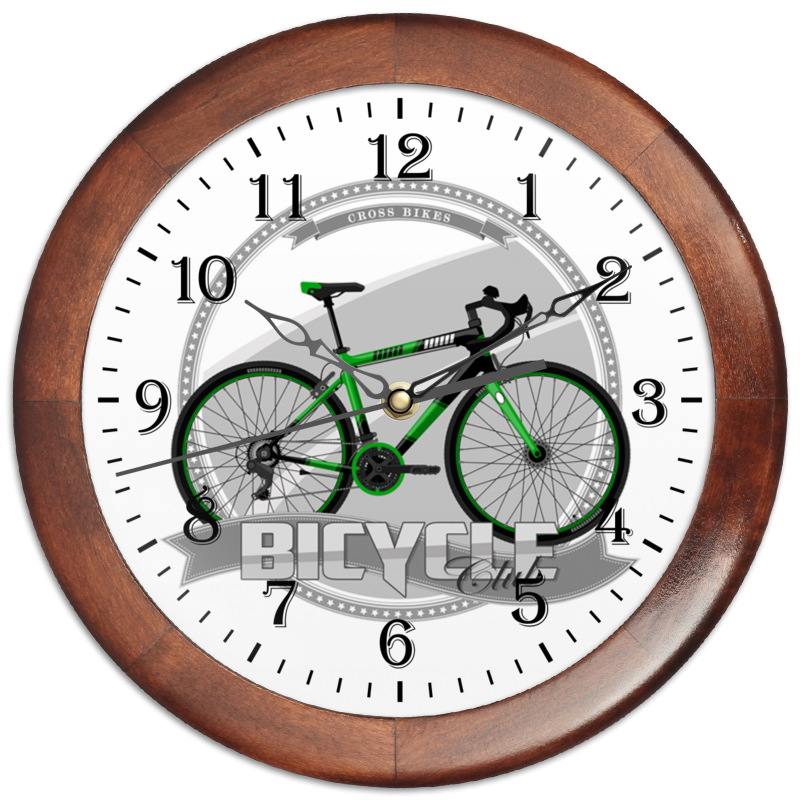 Часы круглые из дерева Printio Участник велосипедного соревнования.