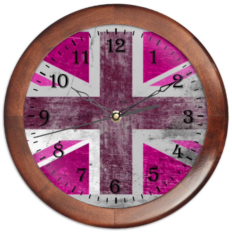 Часы круглые из дерева Printio Розовый флаг британии