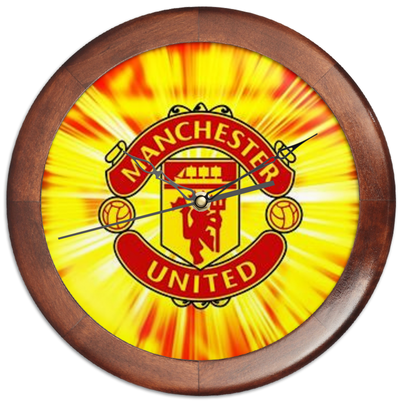 Часы круглые из дерева Printio Manchester united