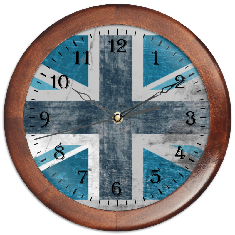 Часы круглые из дерева Printio Голубой флаг британии