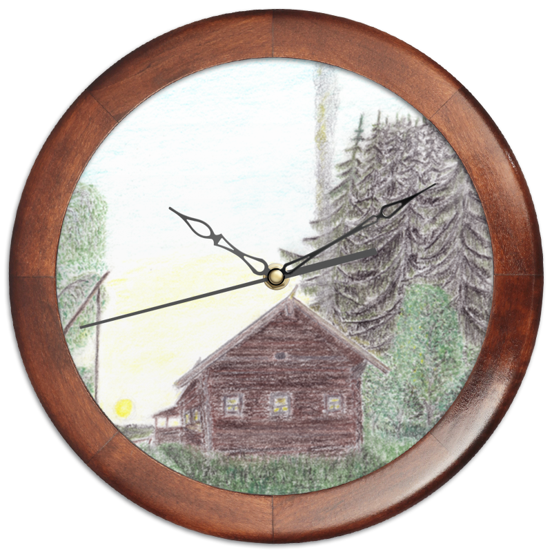 Часы круглые из дерева Printio Русский север