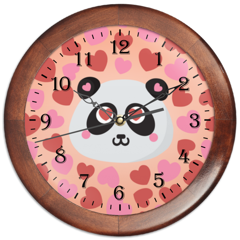 Часы круглые из дерева Printio Влюбленная панда
