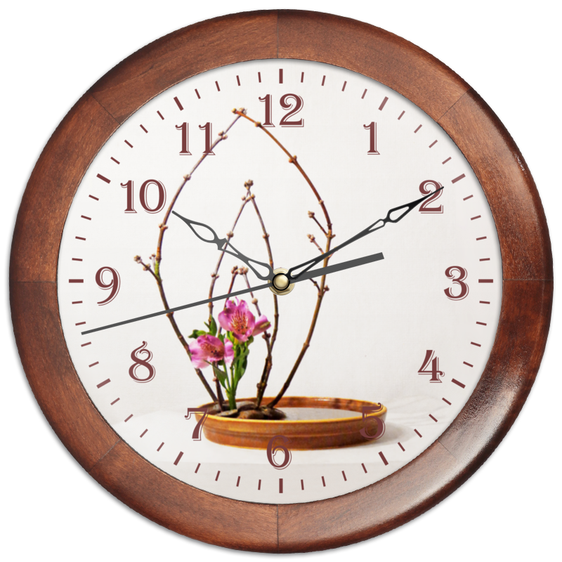 Часы круглые из дерева Printio Икебана / ikebana