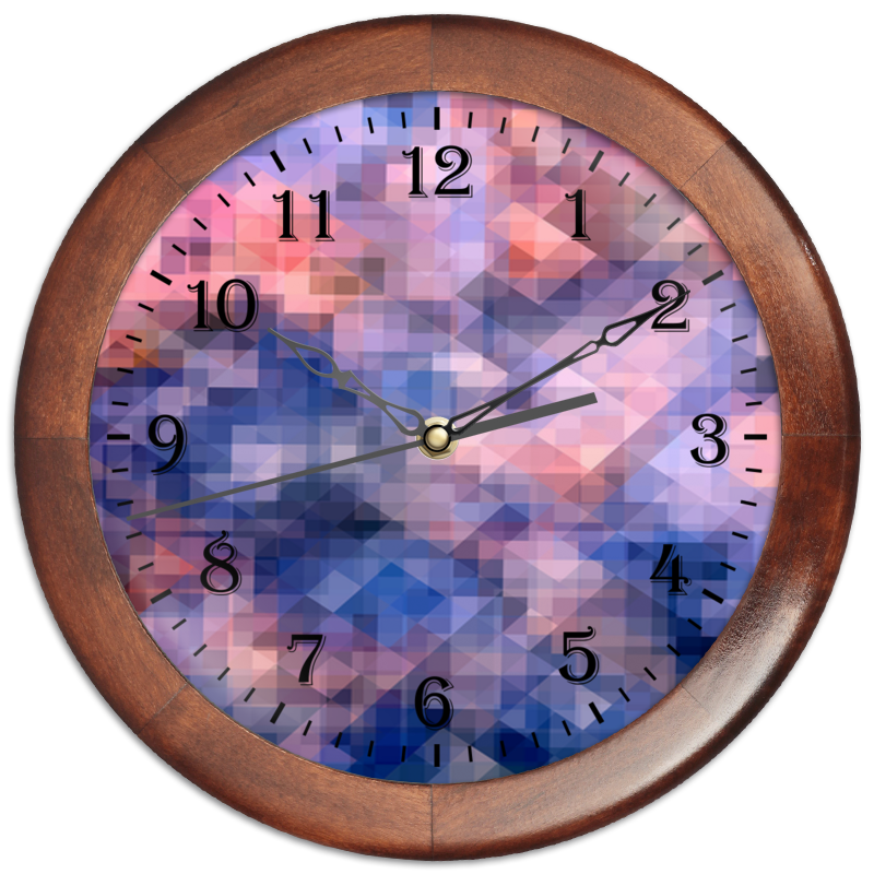 Часы круглые из дерева Printio Пиксель-арт. сине-розовый паттерн