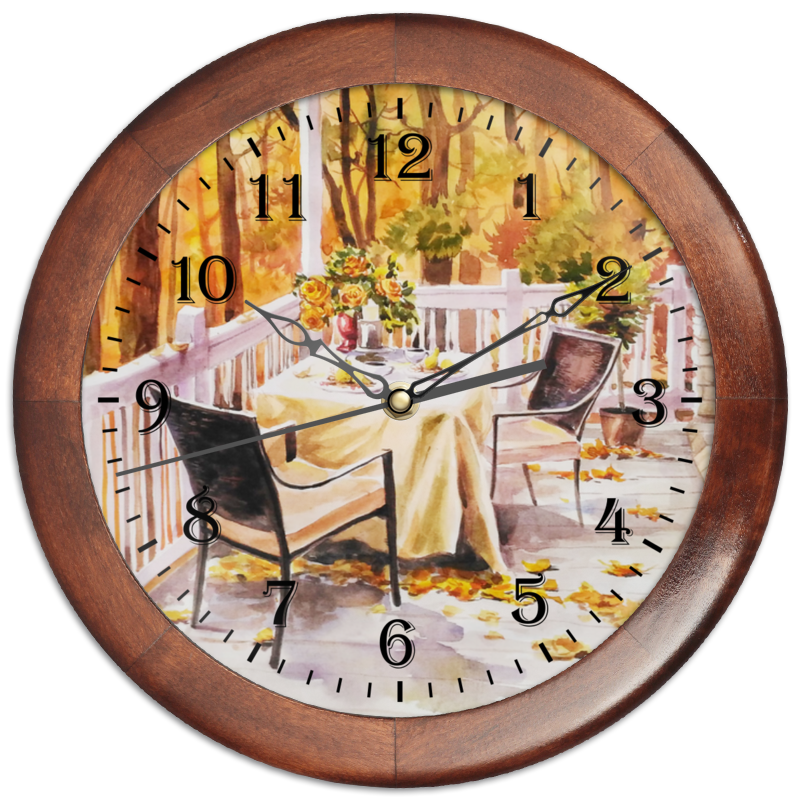 Часы круглые из дерева Printio Свидание с осенью