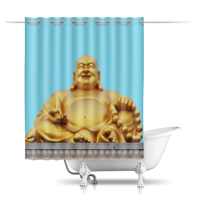 Шторы в ванную Printio Статуя будды и небо