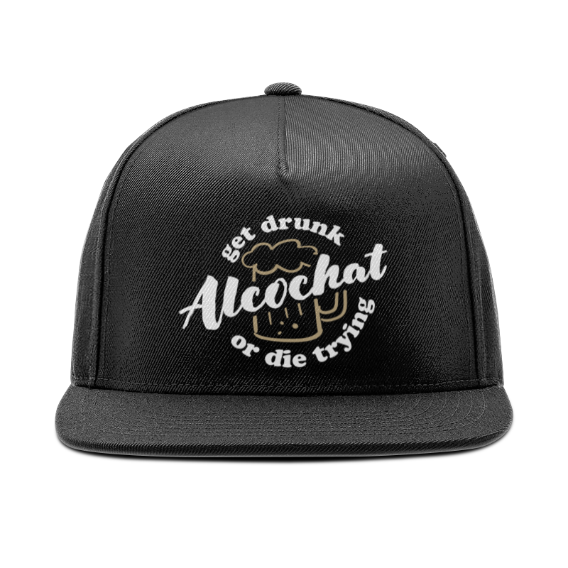 Кепка снепбек с прямым козырьком Printio Black alcochat cap