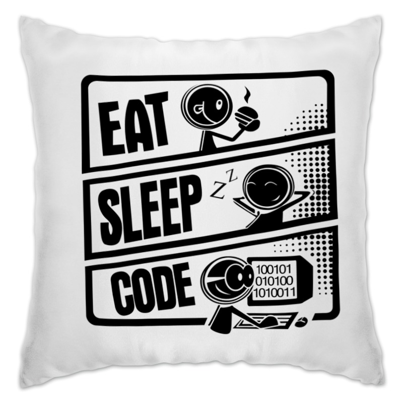 Подушка Printio Eat, sleep, code