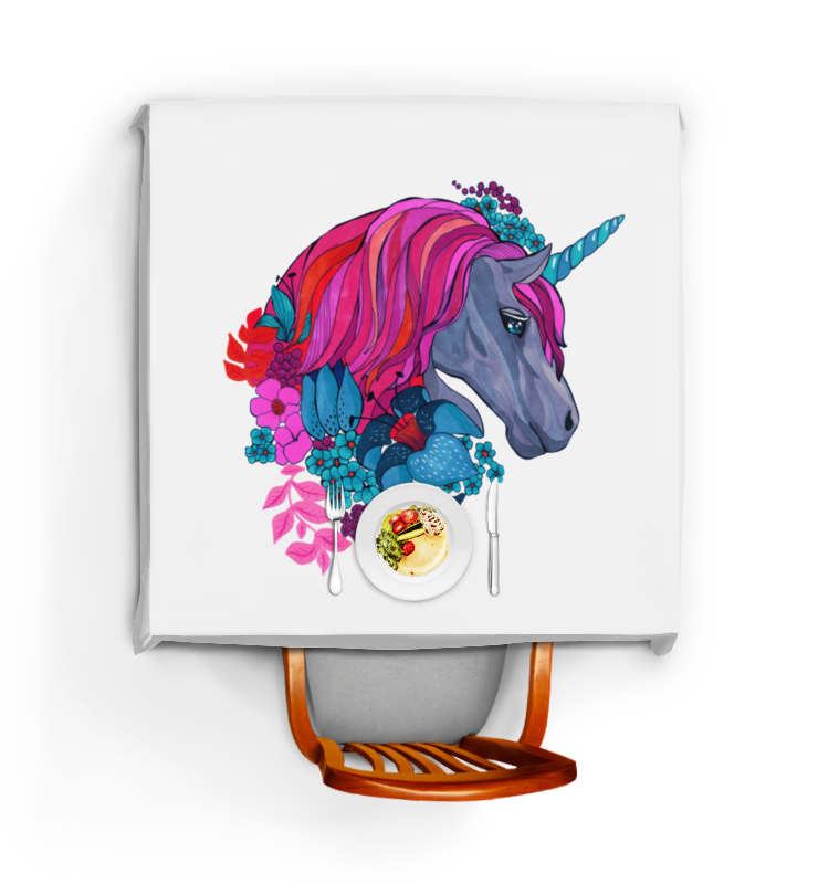 Скатерть квадратная Printio Единорог с розовыми волосами в цветах