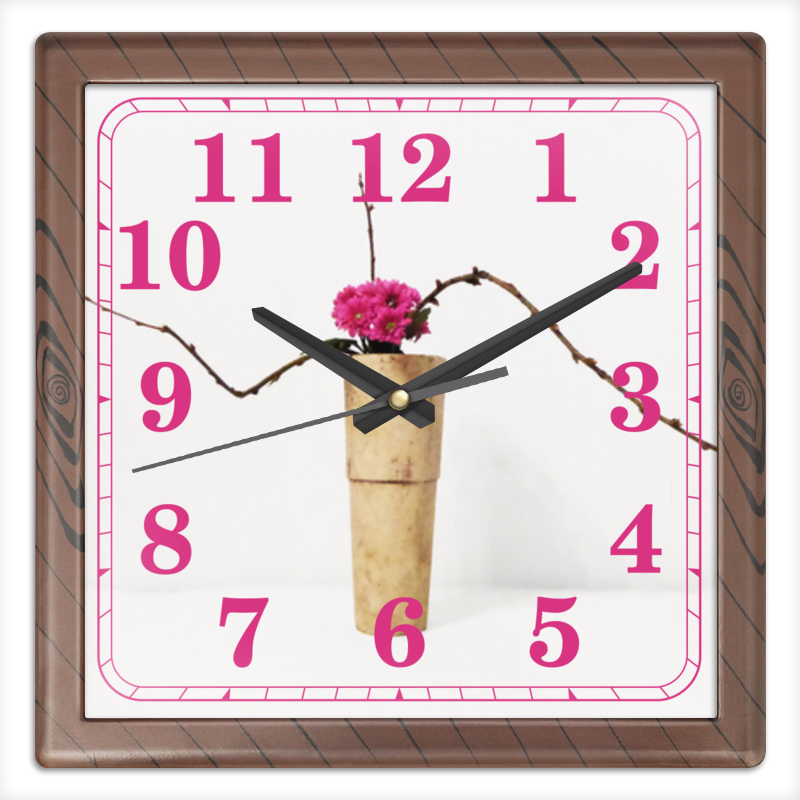 Часы квадратные из пластика (под дерево) Printio Икебана / ikebana