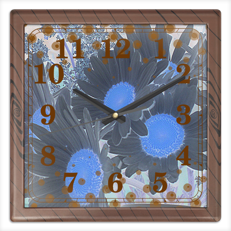 Часы квадратные из пластика (под дерево) Printio Ромашки.