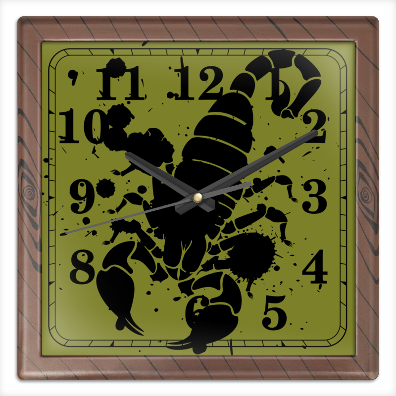 Часы квадратные из пластика (под дерево) Printio Скорпион (24.10-21.11)