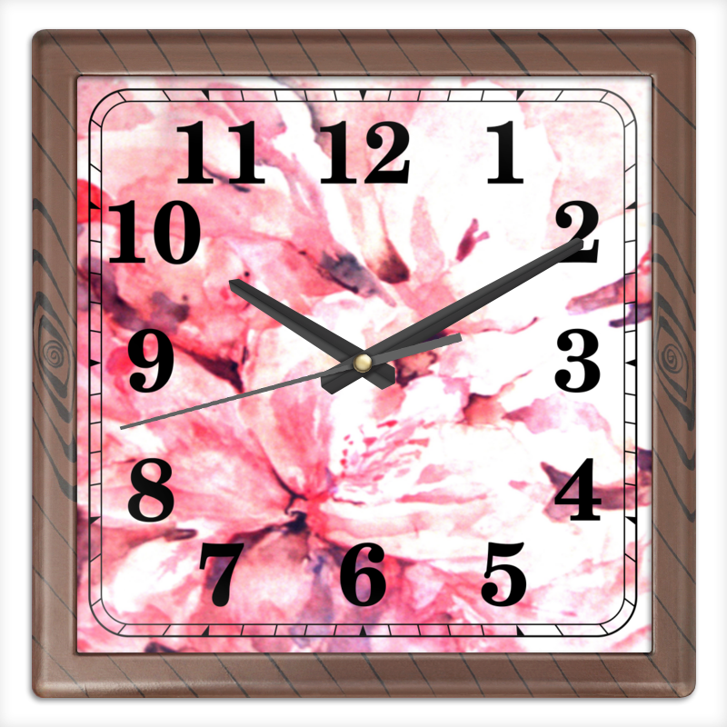 Часы квадратные из пластика (под дерево) Printio Лепестки цветов