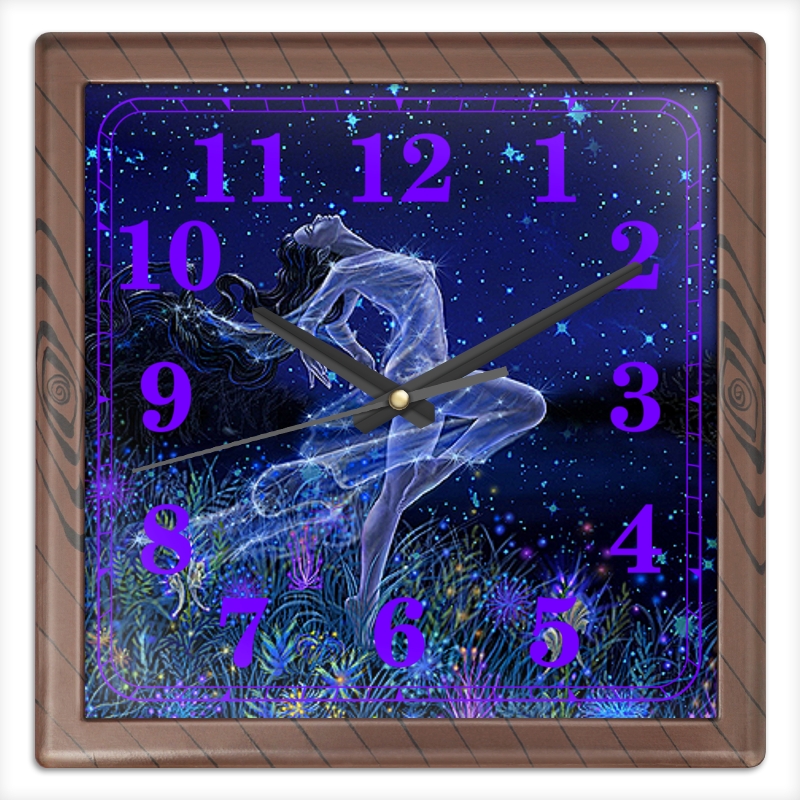 Часы квадратные из пластика (под дерево) Printio Звездопад