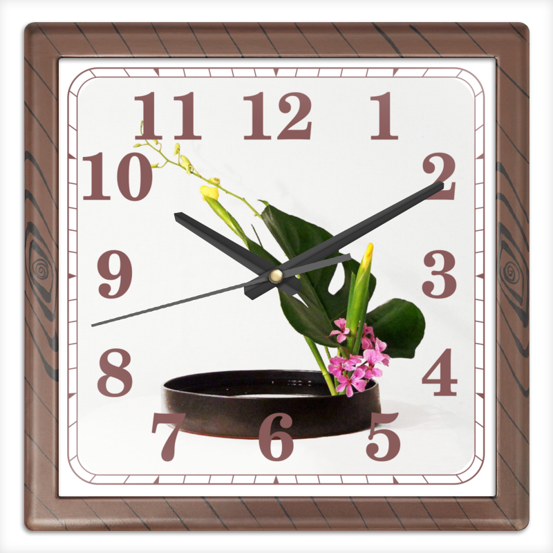 Часы квадратные из пластика (под дерево) Printio Икебана / ikebana