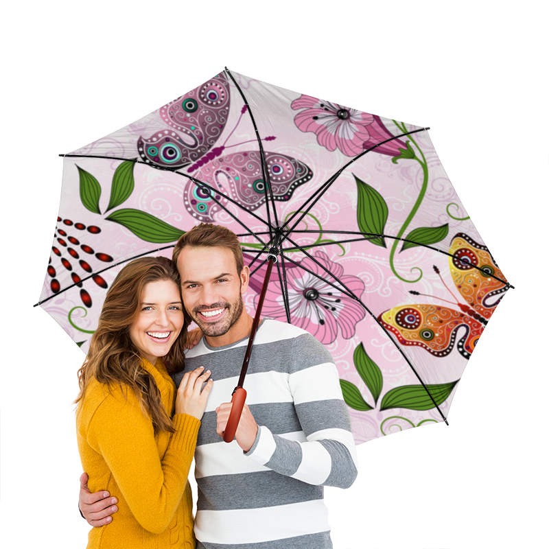 Зонт-трость двусторонний с деревянной ручкой Printio Летние цветы