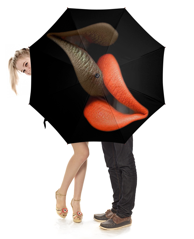 Зонт-трость с деревянной ручкой Printio Поцелуй