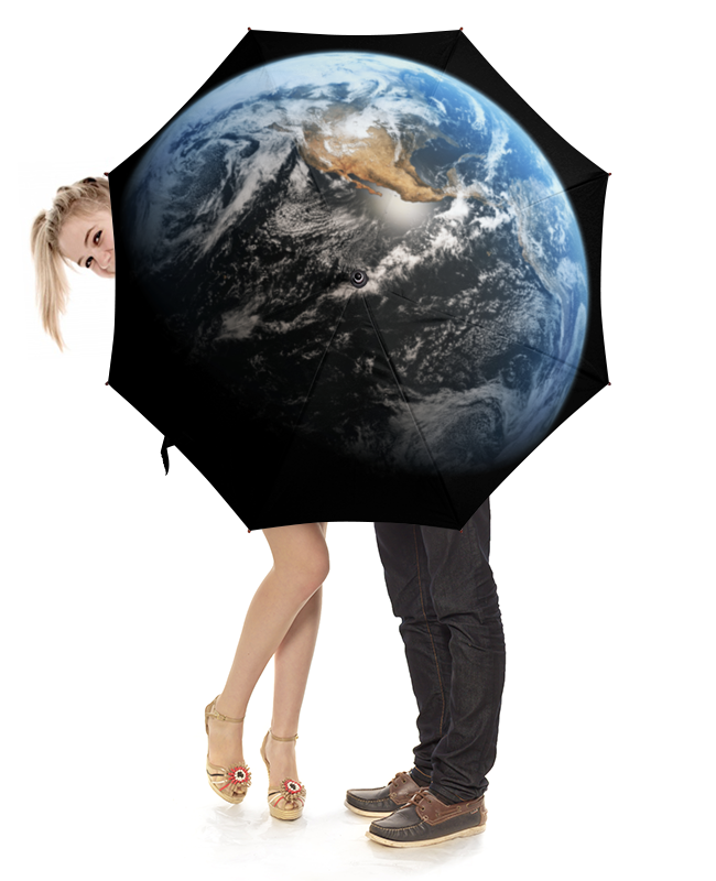 Зонт-трость с деревянной ручкой Printio Планета земля