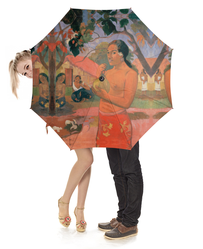 Зонт-трость с деревянной ручкой Printio Женщина, держащая плод (поль гоген)