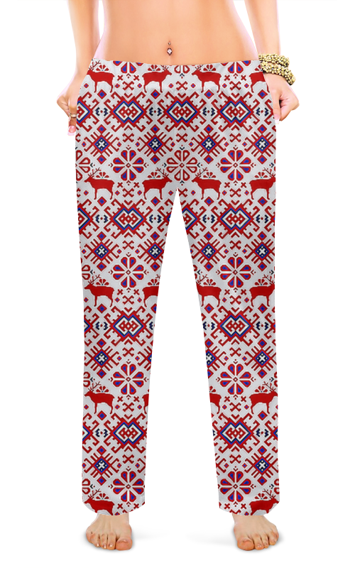 Женские пижамные штаны Printio Рождественские олени