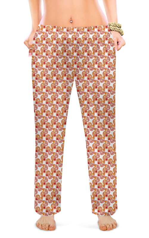 Женские пижамные штаны Printio Индийский огурец и цветы