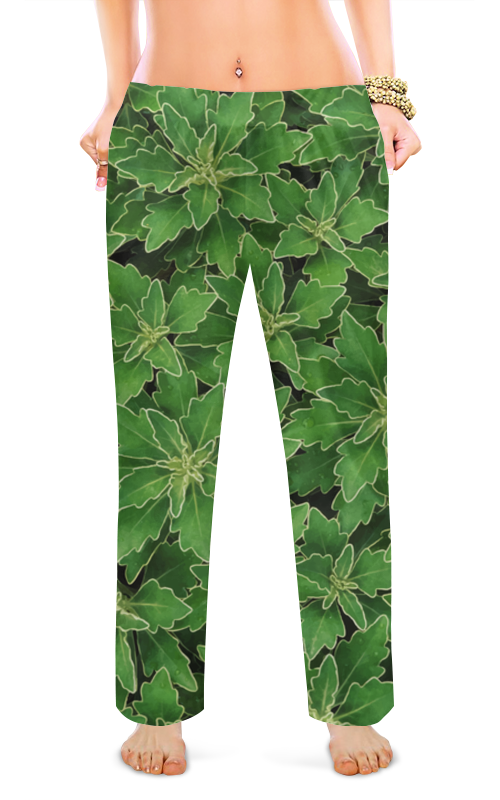 Женские пижамные штаны Printio Зеленые листья