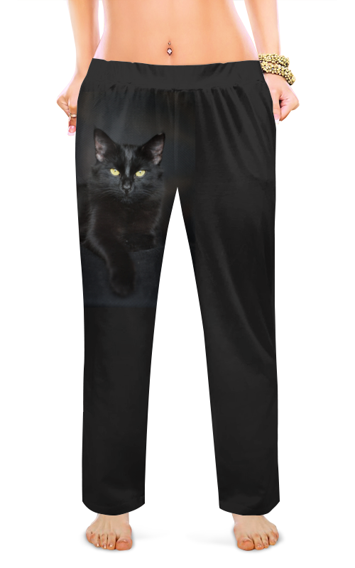 Женские пижамные штаны Printio Черная кошка